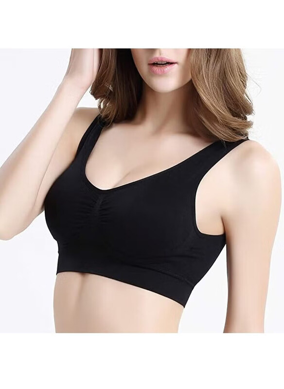 

DubaiGallery Seamless No Pad Underwear Bralette Bra, Black, Small