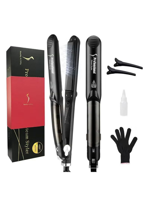 

Professional Professional Ceramic Vapor with Argan Oil Infusion Flat Steam Iron Hair Straightener Steam pod, Black