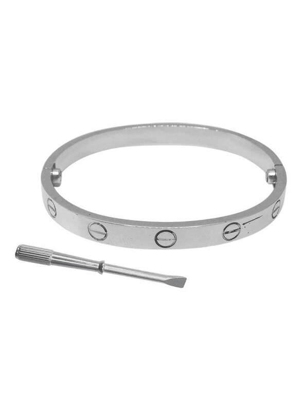 

Aiwanto Alissa Classic Design Stainless Steel Cuff Bracelet for Women, Silver