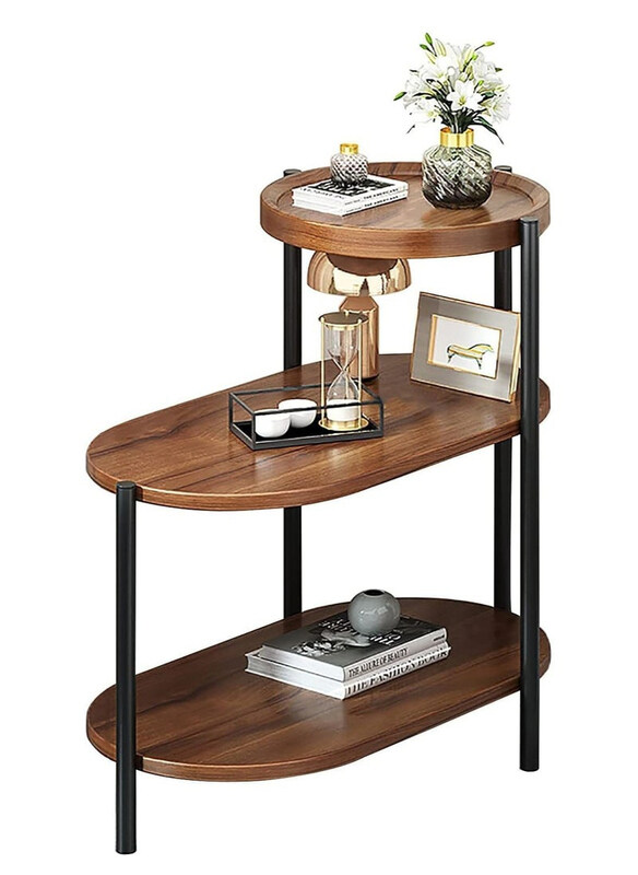 

DubaiGallery Small Coffee Table 3 Shelves Sofa Side Table Corner Table, Brown