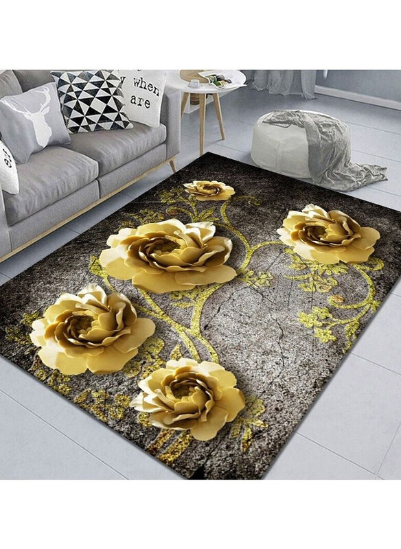 

Generic Anti-Slip Square 3D Flower Carpets, 160 x 230cm, Black