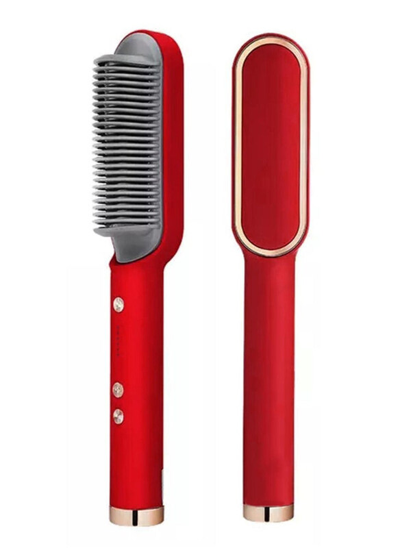 

DubaiGallery 2-in-1 Unisex Hair Straightener with Built-in Comb, Red