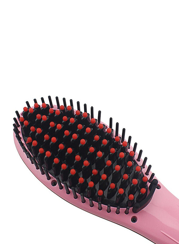 

Generic Anti Static Ceramic Hair Straightener Brush, Pink/Black