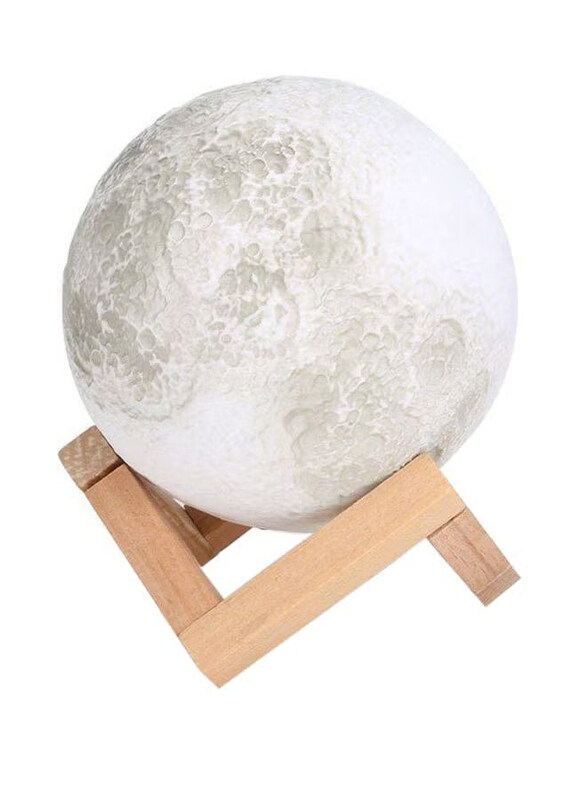 

Generic 3D LED Moon Night Table Lamp, White/Brown