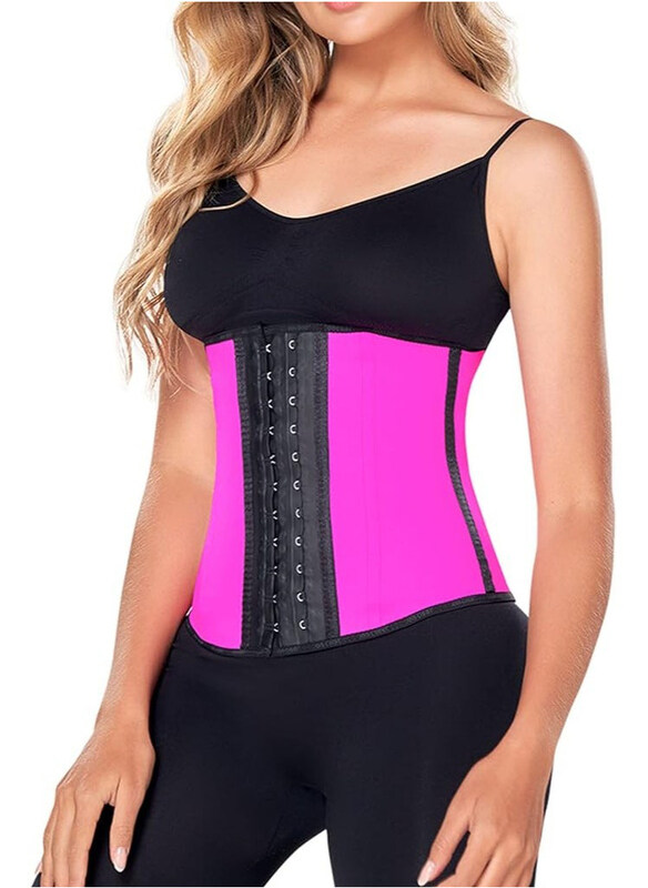 

DubaiGallery 3-Row Hook Waist Trainer Hot Shapers Corset Slimming Shape wear Strap Belt, Pink