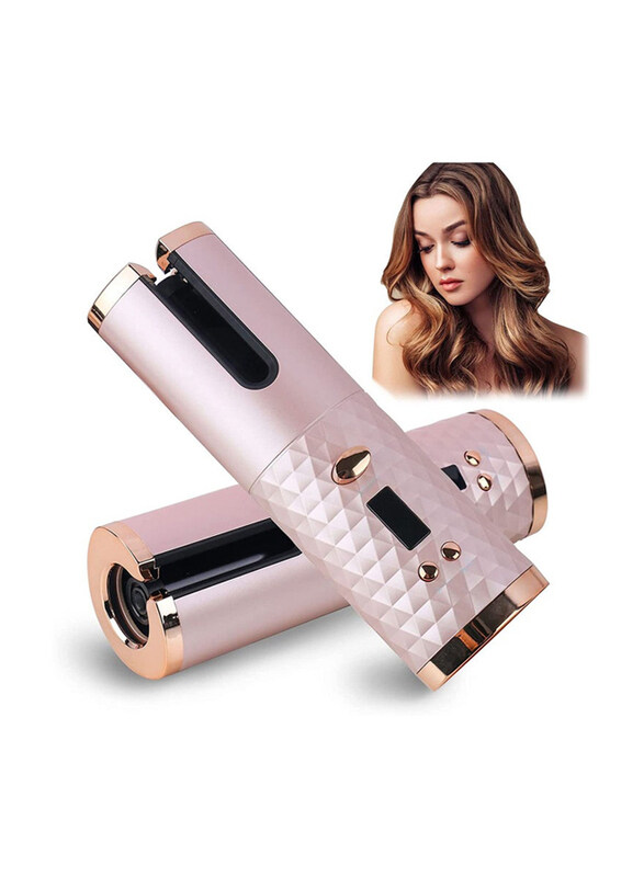 

Generic Portable Wireless & Rechargeable Auto-Rotating Hair Curler with Timer Setting & 6 Temperature Adjustable, Pink