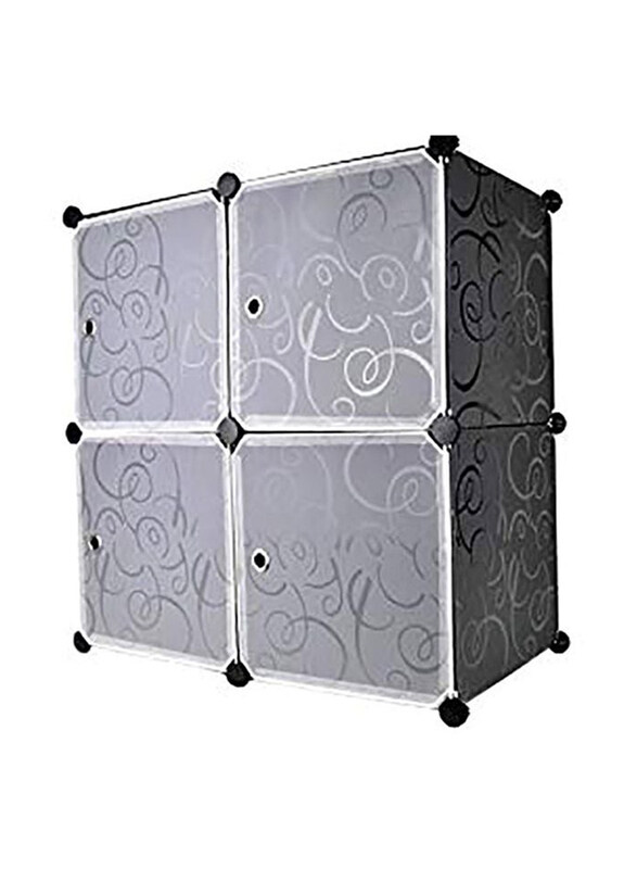 

Generic 4-Modular Detachable Storage Cabinet, Black/White