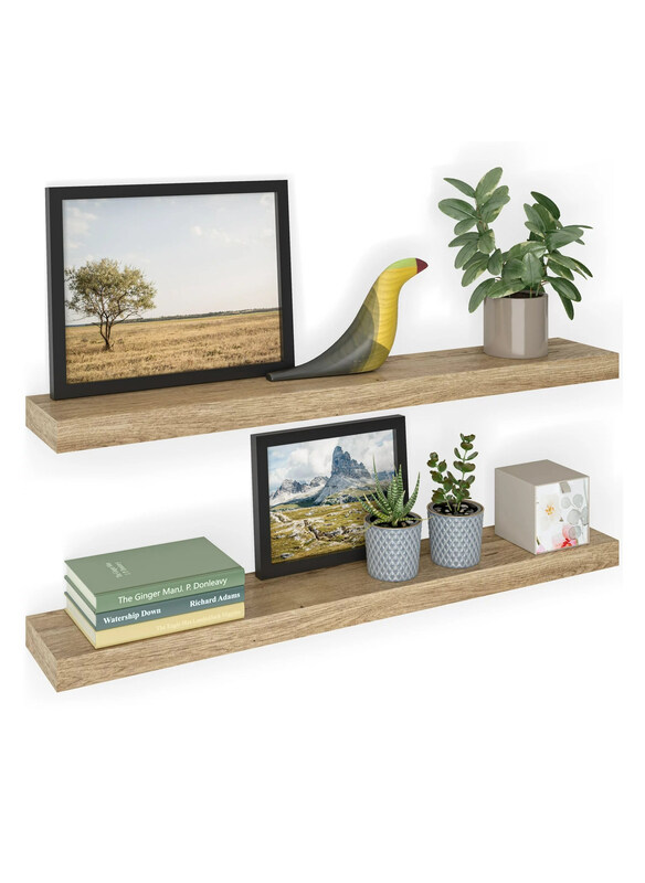 

DubaiGallery 70Cm Wall Mounted Shelf with Invisible Brackets Floating Shelves for Living Room Bedroom Kitchen, Beige