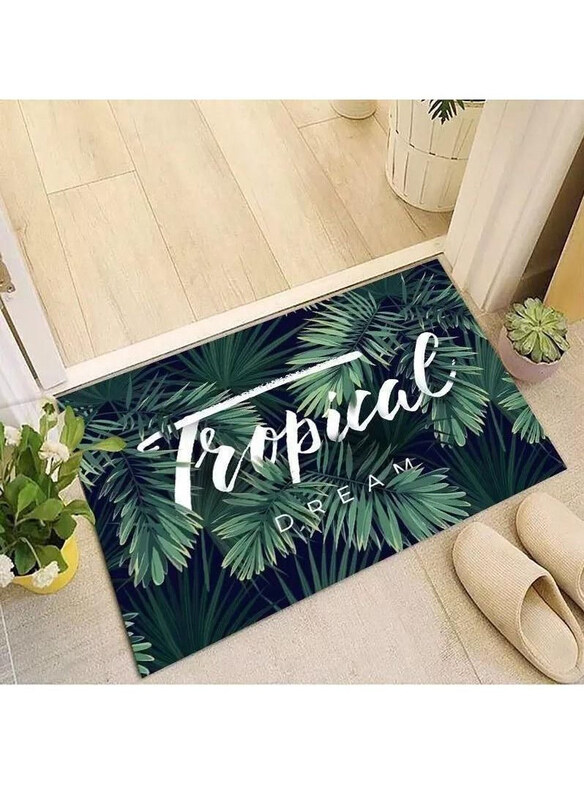 

Tropical Entrance Doormat With Hard Texture Non Slip Carpet, Multicolour