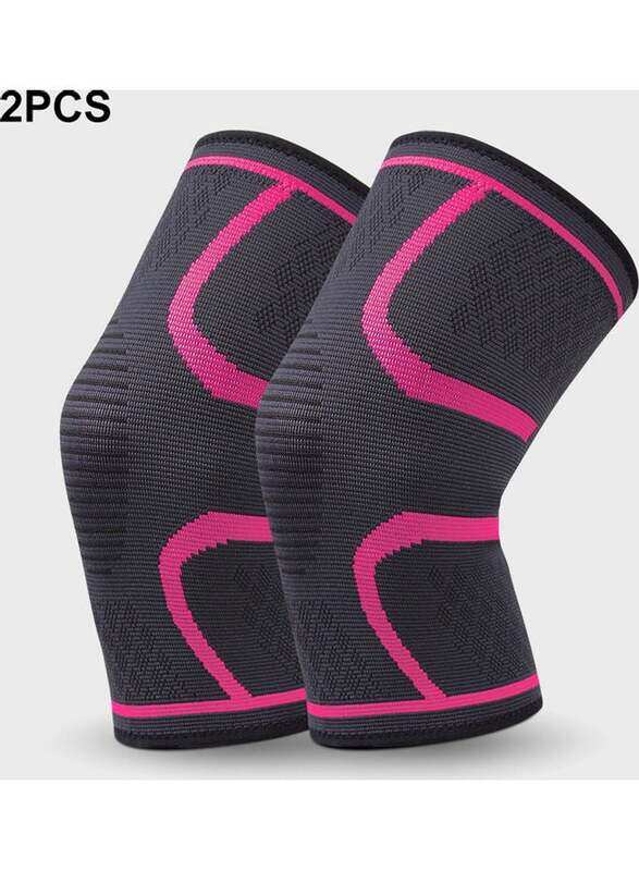 

Generic 2 Pieces Knee Compression Sleeve Knitted Fabric Joint Pain-Relief Football Knee Brace for Unisex, Xtra Large, Pink