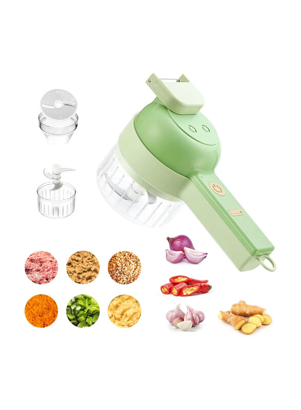 

DubaiGallery Electric Vegetable Chopper Set, Green/Clear