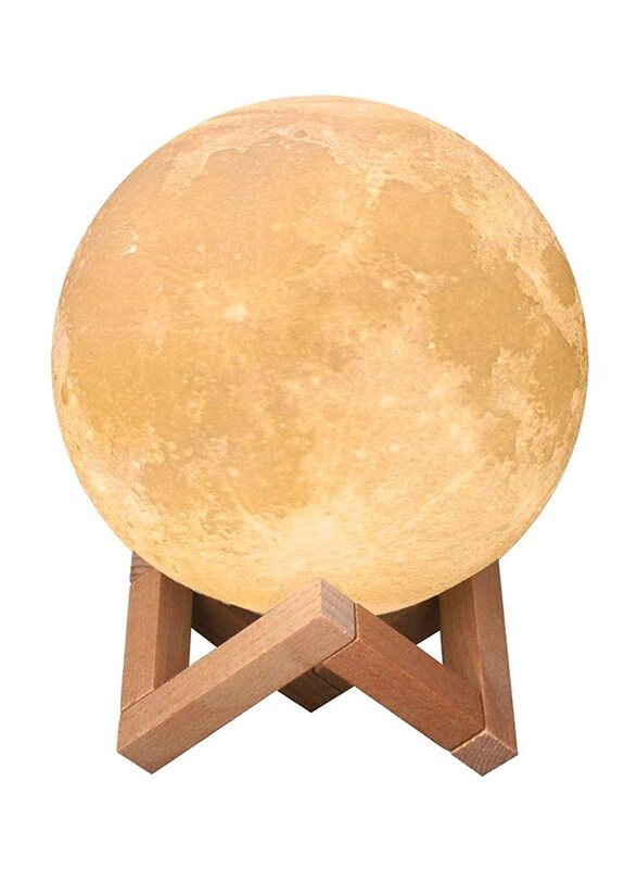 

ZTO 3D Rechargeable Moon Night Lamp with Wood Stand, White/Yellow