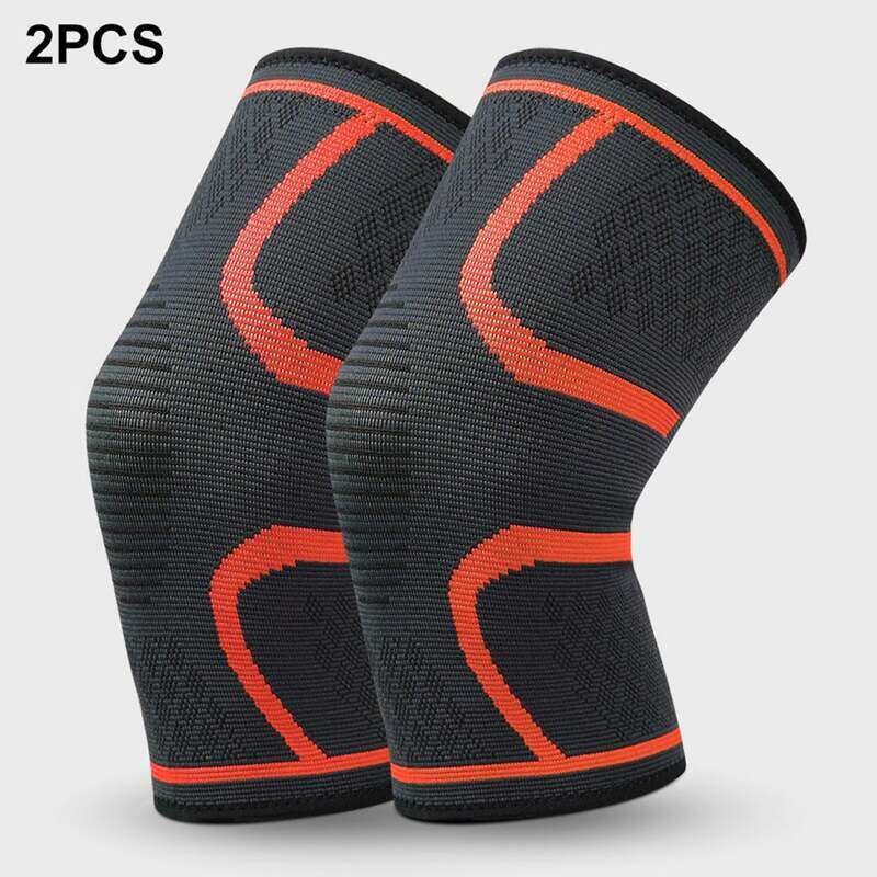 

Generic 2 Pieces Knee Compression Sleeve Knitted Fabric Joint Pain-Relief Football Knee Brace for Unisex, Double Xtra Large, Orange