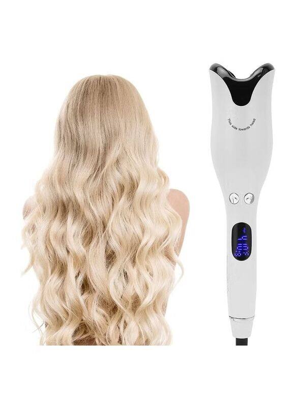 

Generic Titanium Ceramic Automatic Curling Iron Wand Rotating Magic Hair Curler Salon Tools, Black/White