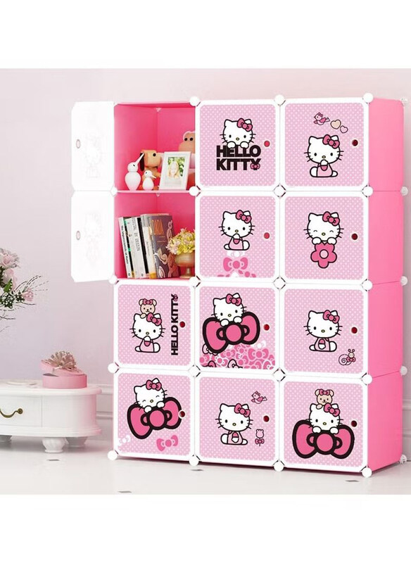 

Hello Kitty 12 Cube DIY Multipurpose Wardrobe Clothes Storage Cabinet, Pink