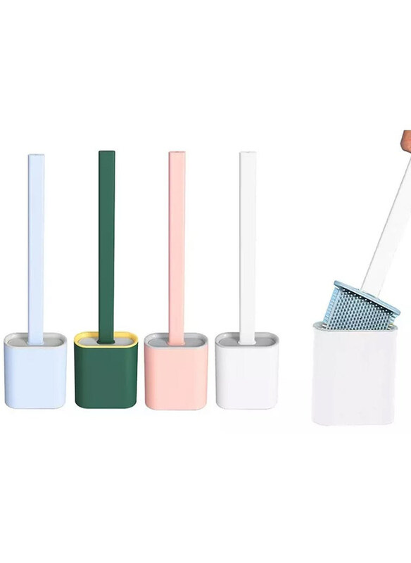 

DubaiGallery Flat Silicone Toilet Brush with Holder, Assorted Colour