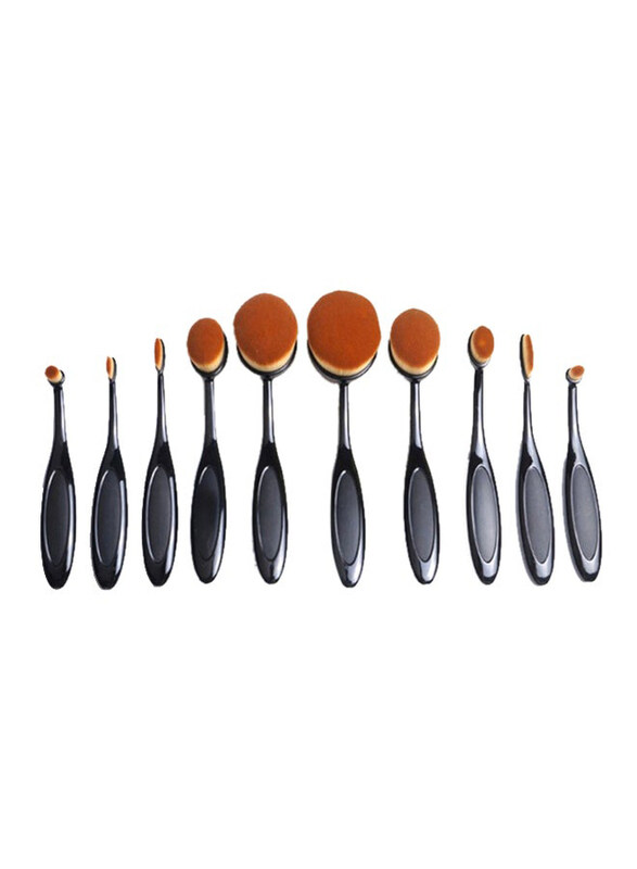 

Generic Oval Make up Brush Set, 10 Pieces, Black