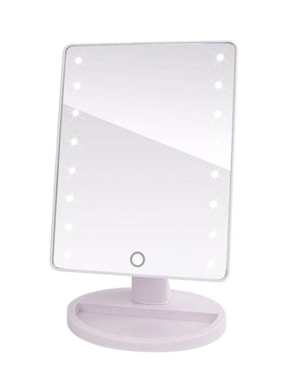 

Generic Rotatable LED Light Mirror, 22 x 17cm, White