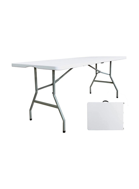 

DubaiGallery Portable Folding Plastic Table with Handle Lock, 6 Foot, White