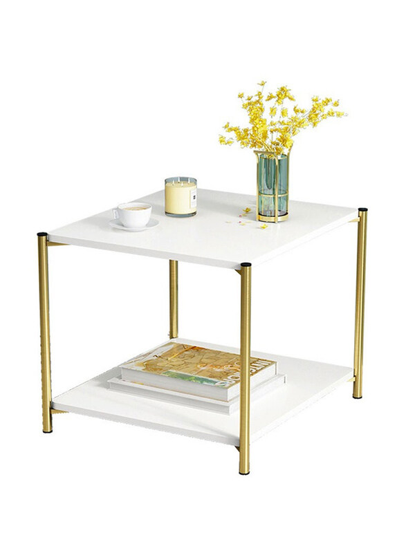 

Generic Modern Simple Sofa Side Coffee Table for Living Room Bedroom Balcony, White/Gold