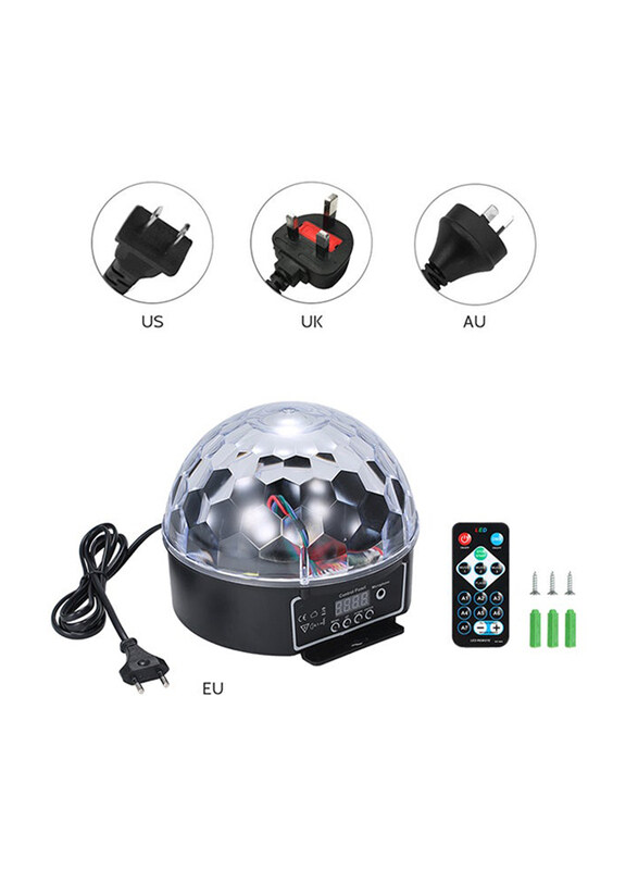 

Generic 9-Colour RGBW Magic Ball Shape Stage Light with Remote Control, TC-1, Black