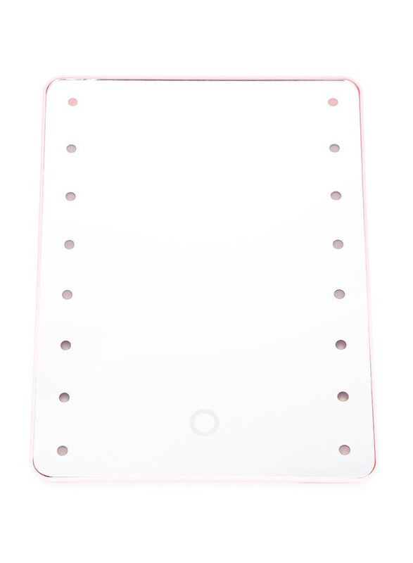 

Generic Portable Lighted Makeup Mirror with 16 LED Lights, Pink