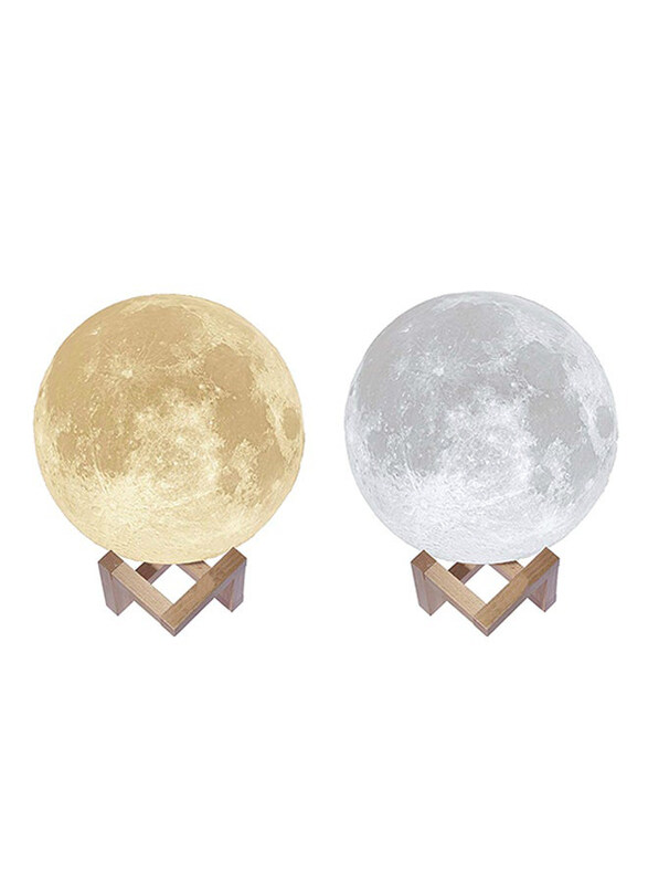 

Cytheria Rechargeable 3D Printing Moon Lamp with Wood Stand, 2 Piece, White