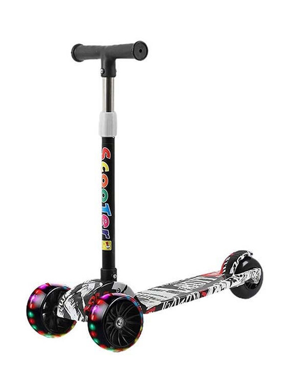 

Inder Tri Flash Wheel Graffiti Foldable And Adjustable Kids Scooter, White