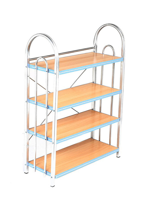 

Lawazim 4-Shelves Shoe Rack, Silver/Brown