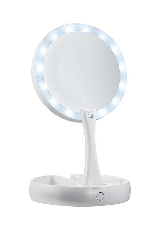 

Generic Round Shape Foldable LED Makeup Mirror, White