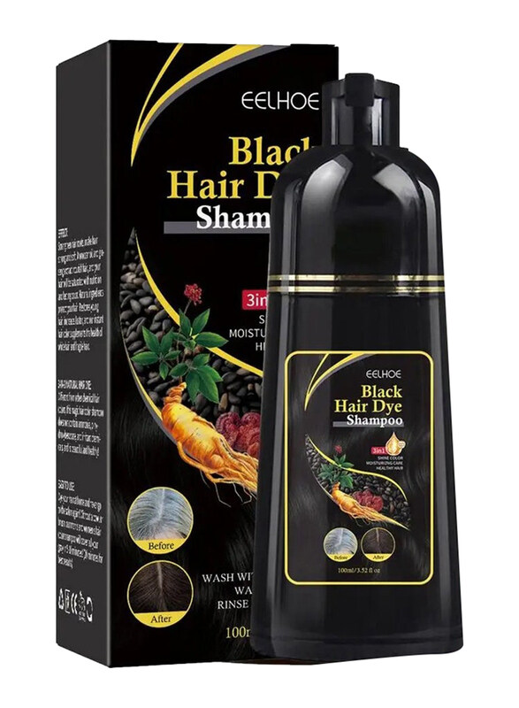 

Eelhoe 3-in-1 Herbal Ingredients Instant Colour Shampoo Hair Dye for Women & Men, 100ml, Black