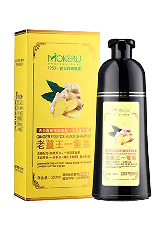 

Mokeru Natural Ginger Essence Hair Dye Shampoo, 500ml, Black