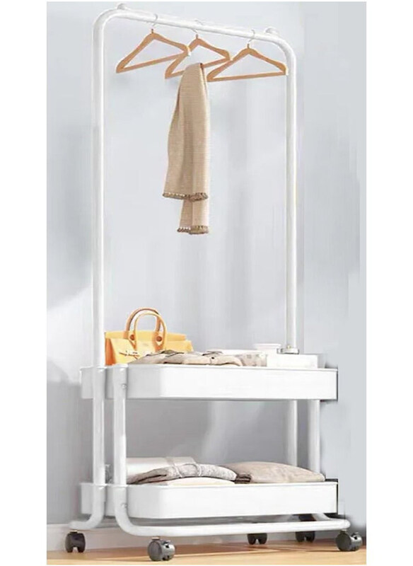 

DubaiGallery Storage Shelf Entry Metal Coat Stand Rack, White