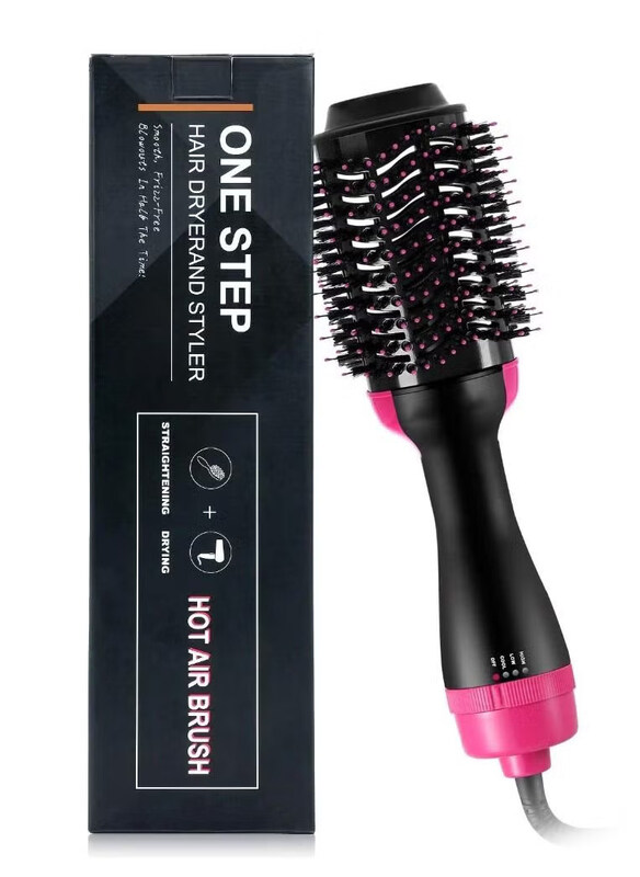 

One Step 2 In 1 Professional Hair Dryer Brush, Black/Pink