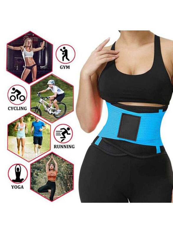 Cytheria Corset Abdomen Slimming Body Shaper Sport Girdle Belt, Medium, Blue/Black