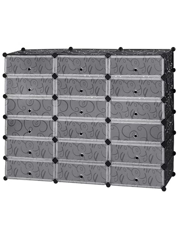 

DubaiGallery 18-Piece Cube Shoe Rack, Black