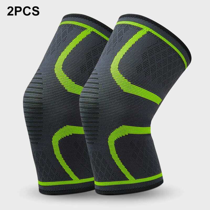 

Generic 2 Pieces Knee Compression Sleeve Knitted Fabric Joint Pain-Relief Football Knee Brace for Unisex, Double Xtra Large, Light Green