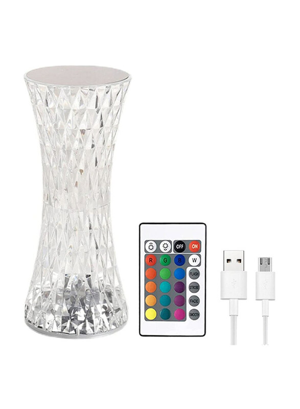 

DubaiGallery 6 Colores Crystal Acrylic Tower Shape RGB Touch Diamond Table Lamp, Clear