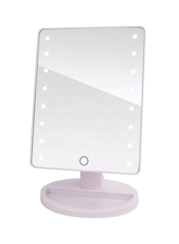 

Generic 360 Rotation LED Light Mirror, 12 x 13cm, White