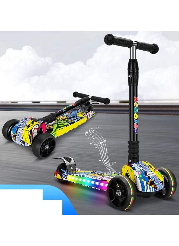 

Generic 3-Wheel Kick Scooter for Kids Adjustable Height PU Wheels Best Gifts, Multicolour