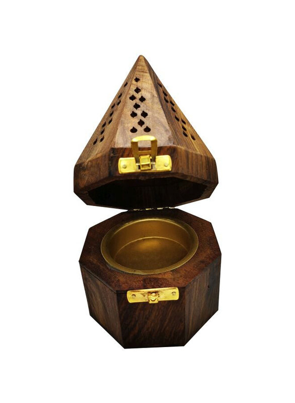 

Generic Pyramid Shape Wooden Incense Burner, Brown