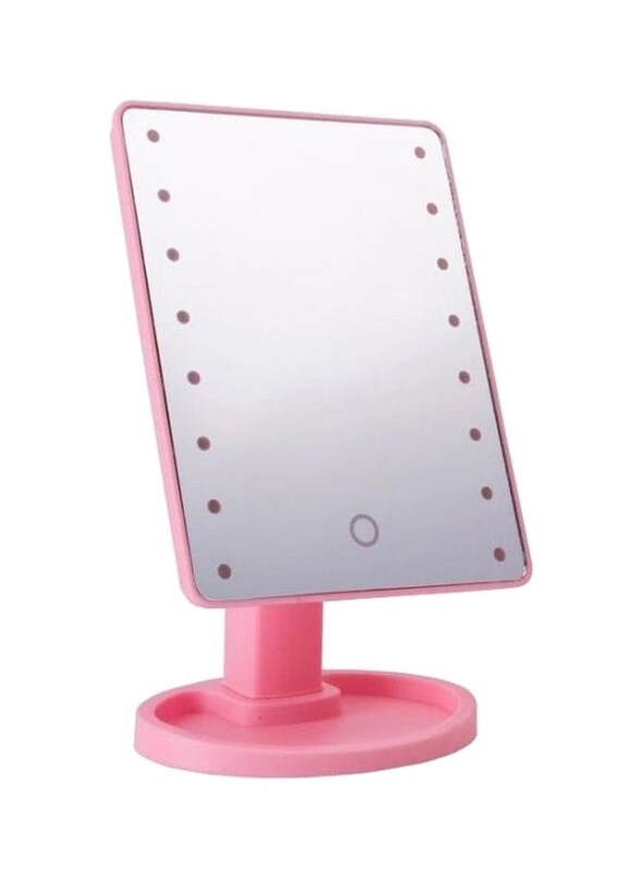 

Generic Adjustable Makeup Mirror With LED Lights, Pink/Silver