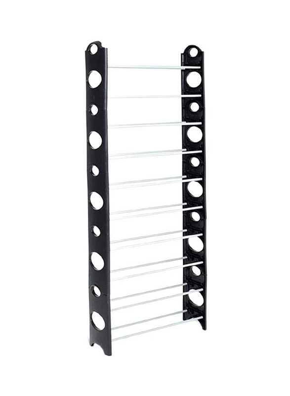 

Generic 10 Layers Stackable Shoe Rack, Black/Silver
