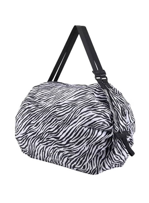 

Generic Portable Foldable Shopping Bag for Unisex, Black/White