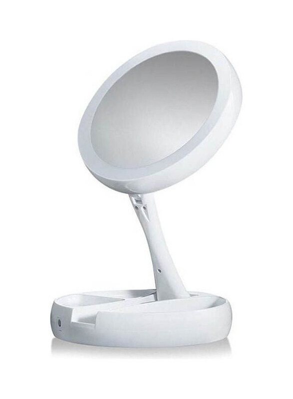 

Generic Compact Folding Portable LED Makeup Mirror, White