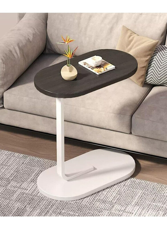 

DubaiGallery NAN C-Shaped Side Table, Walnut/White