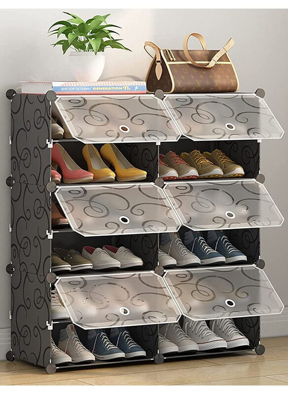 

Generic 6 Cube 12 Sells Storage Drawer Unit Multi Use Modular Organizer Plastic DIY Shoe Rack, Black