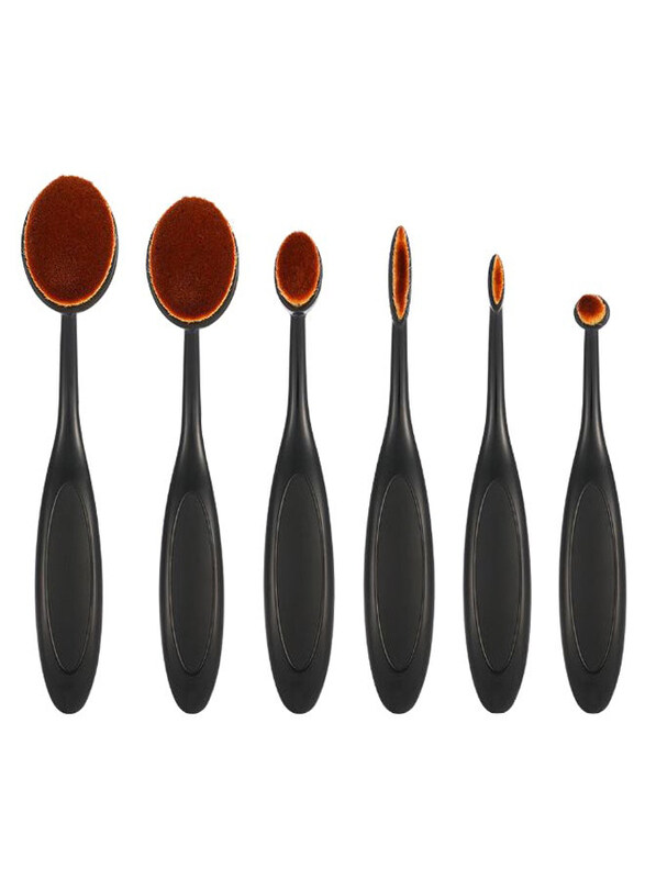 

Generic 6-Piece Oval Makeup Brush Set, Black/Brown