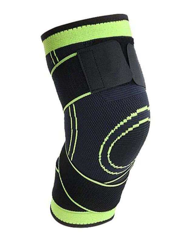 

Generic Pressurized Winding Knit Compression Sports Knee Pad, Small, Black/Green