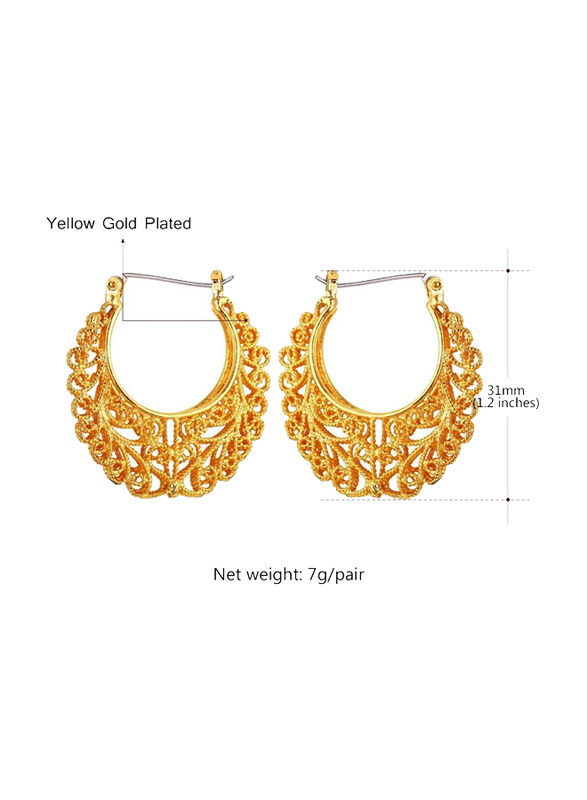 

Generic Yellow Gold Plated Vintage Hoop Earrings for Women